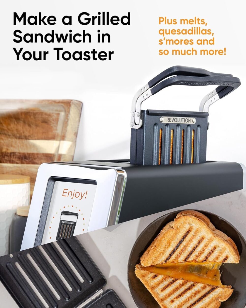 Revolution R180B Connect 2-Slice Toaster & Toastie Press Bundle – Features Patented InstaGLO 2.0 Technology & Toastie Press Mode – Toast Bread. Bagels. Waffles. Muffins. Tortillas – Matte Black - Image 7