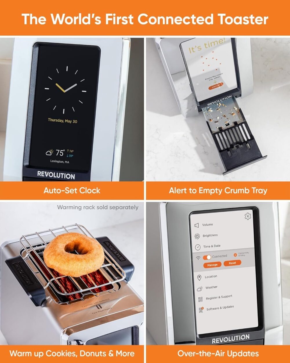 Revolution R180B Connect 2-Slice Toaster & Toastie Press Bundle – Features Patented InstaGLO 2.0 Technology & Toastie Press Mode – Toast Bread. Bagels. Waffles. Muffins. Tortillas – Matte Black - Image 4