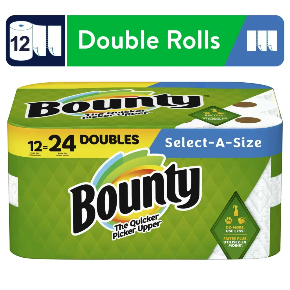 Bounty Select-A-Size Paper Towels. White. 8 Double Plus Rolls = 20 Regular Rolls - Image 2