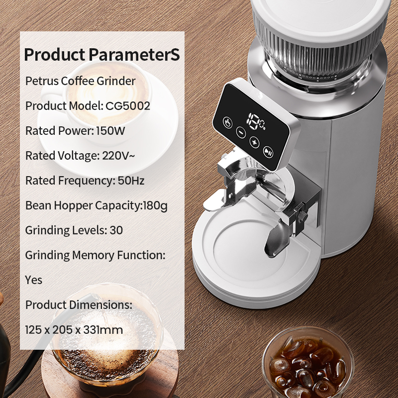 Petrus Coffee Grinder Metal Body For 51/58MM Portafilter With 30 Precise Grind Settings Espresso Drip Percolator French Press American Coffee Machine