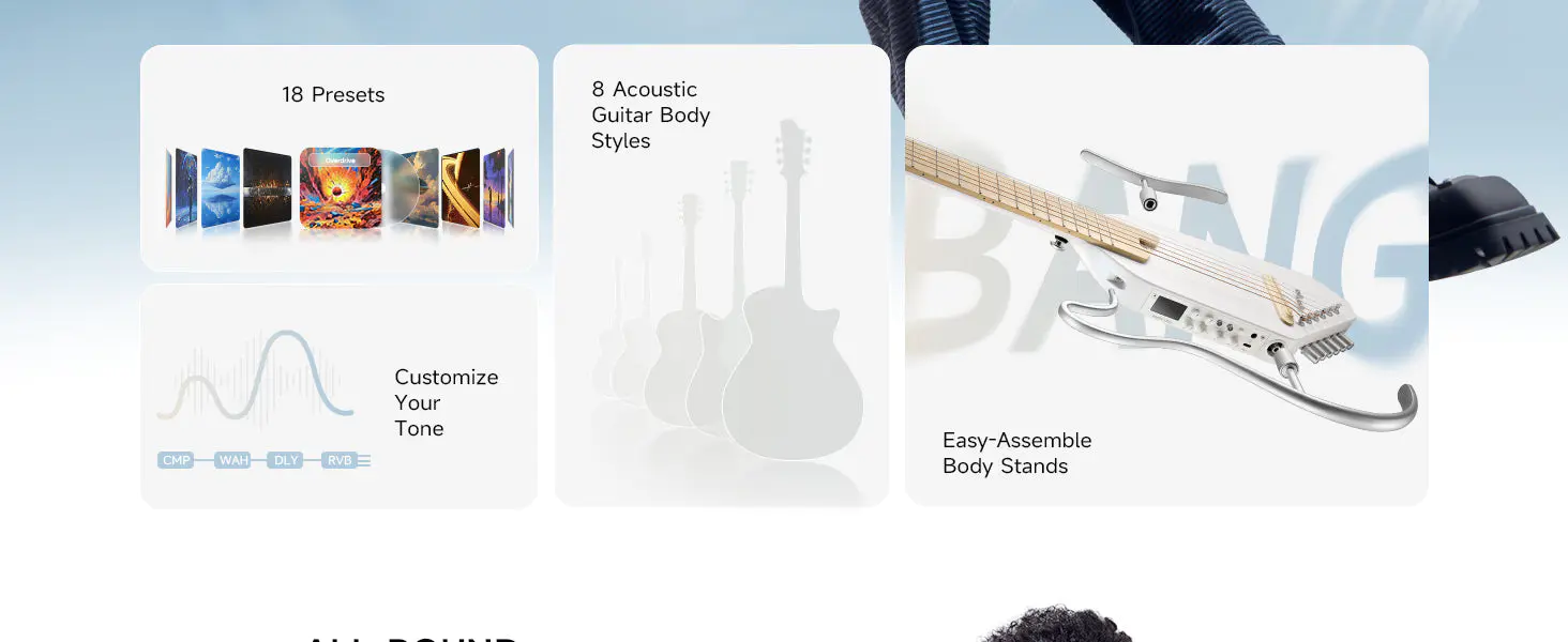 HUSH I PRO Acoustic-Electric Travel Guitar Kit with Sound Effects