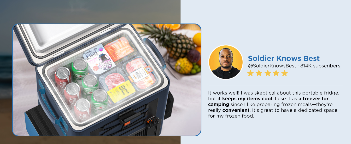 LiTHELi Frozen Pack 12V Car Refrigerator & Portable Electric Cooler. 20L/21QT with 2 U20 Batteries. -4~68℉ Travel Fridge Freezer for Camping.