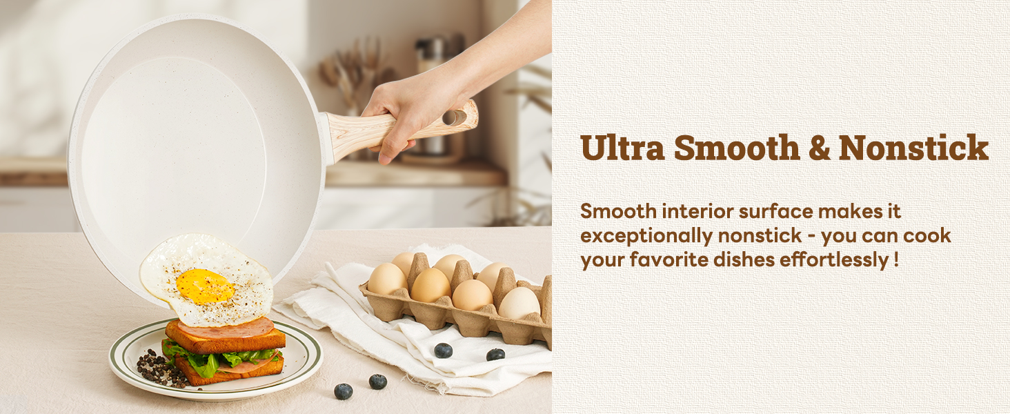 17 Pcs Pots and Pans Set Non stick .Cookware Sets White Granite Induction Cookware. Non-toxic Healthy Non Stick Kitchen Cooking Set with Frying Pans Set. Saucepans (PFAS. PFOA. PFOS Free) White