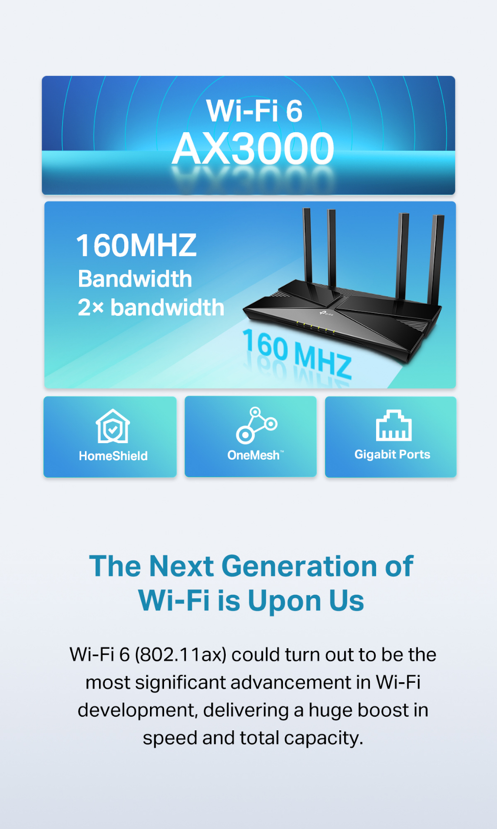 TP-Link Archer AX53 Wifi 6 Router Dual Band Gigabit AX3000 High Power Wireless Router With Homecare AX12/AX23 Onemesh